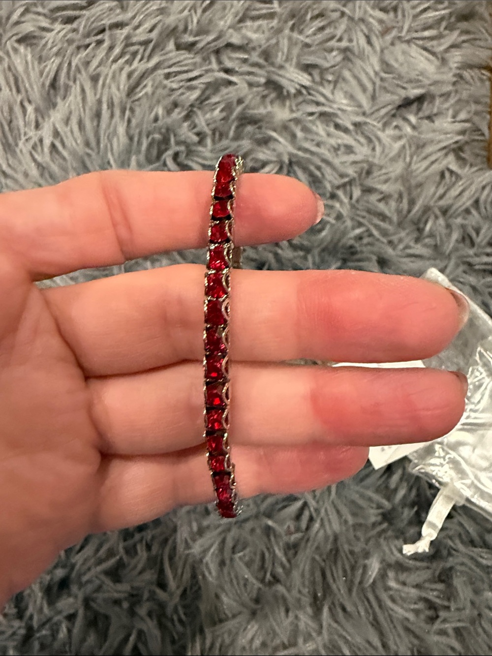Touchstone Crystal Red Crystal Stretch Bracelet